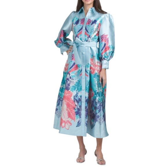 NANCY YANG BLUE MULTI Garden Print Maxi Dress - Picture 1 of 2
